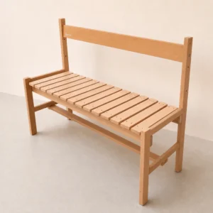 Banc en hêtre issu du réemploi – Création Atelier Bois et Métal
