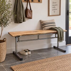Banc en frêne et acier – Création de l’Atelier Bois et Métal