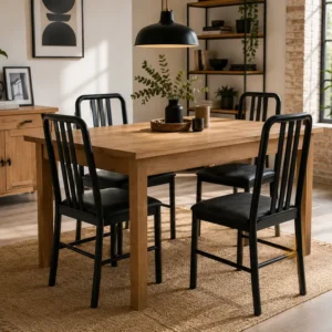 Lot de 4 chaises en hêtre rénovées – Noir Off-Black