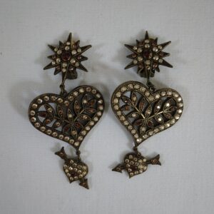 Boucles d’oreilles Zazou à clips, cœurs et strass